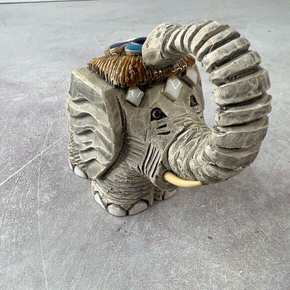 Elephant Figurine Artesania Rinconada GIFT Trunk Up VTG MCM BOHO - Picture 2 of 11